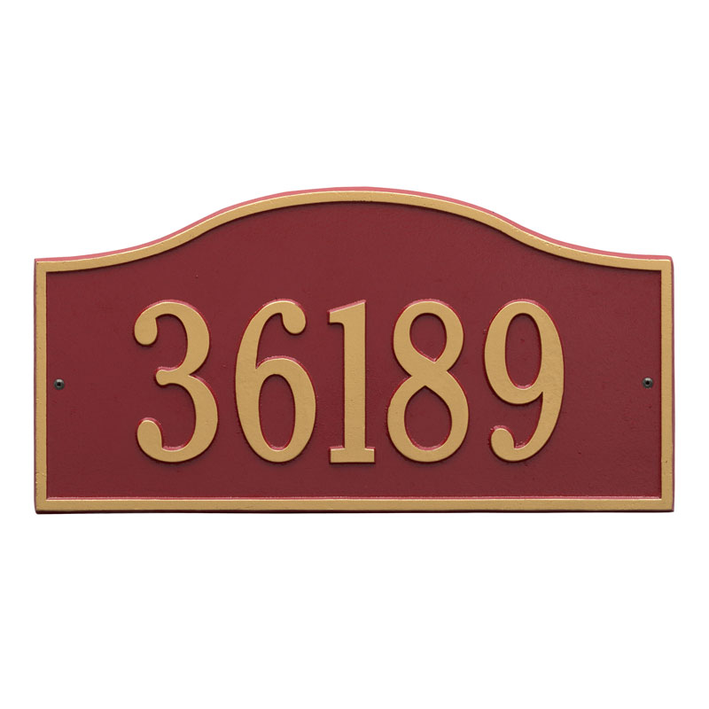 1119rg Grand Wall One Line Rolling Hills Address Plaque, Red & Gold