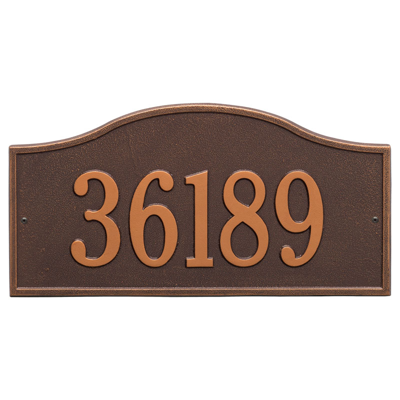 1119ac Grand Wall One Line Rolling Hills Address Plaque, Antique Copper