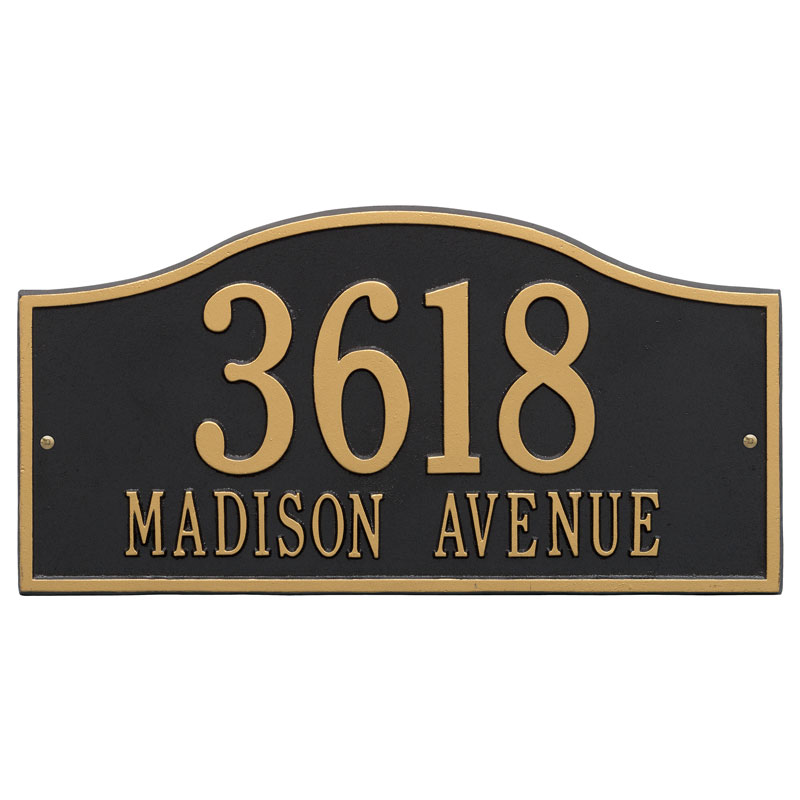 1117bg Grand Wall Two Line Rolling Hills Address Plaque, Black & Gold