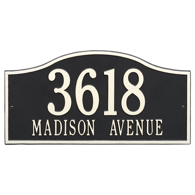 1117bw Grand Wall Two Line Rolling Hills Address Plaque, Black & White