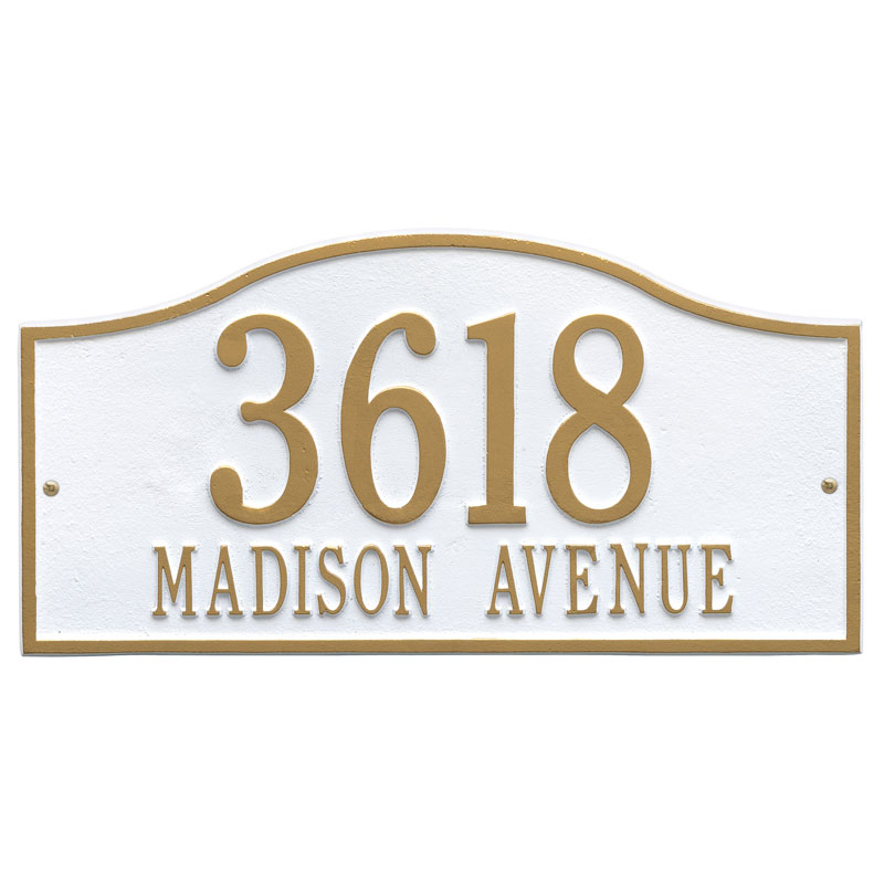 1117wg Grand Wall Two Line Rolling Hills Address Plaque, White & Gold
