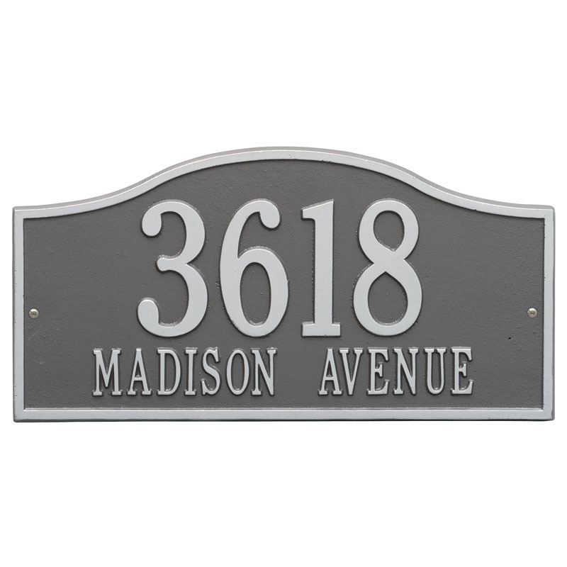 1117ps Grand Wall Two Line Rolling Hills Address Plaque, Pewter & Silver