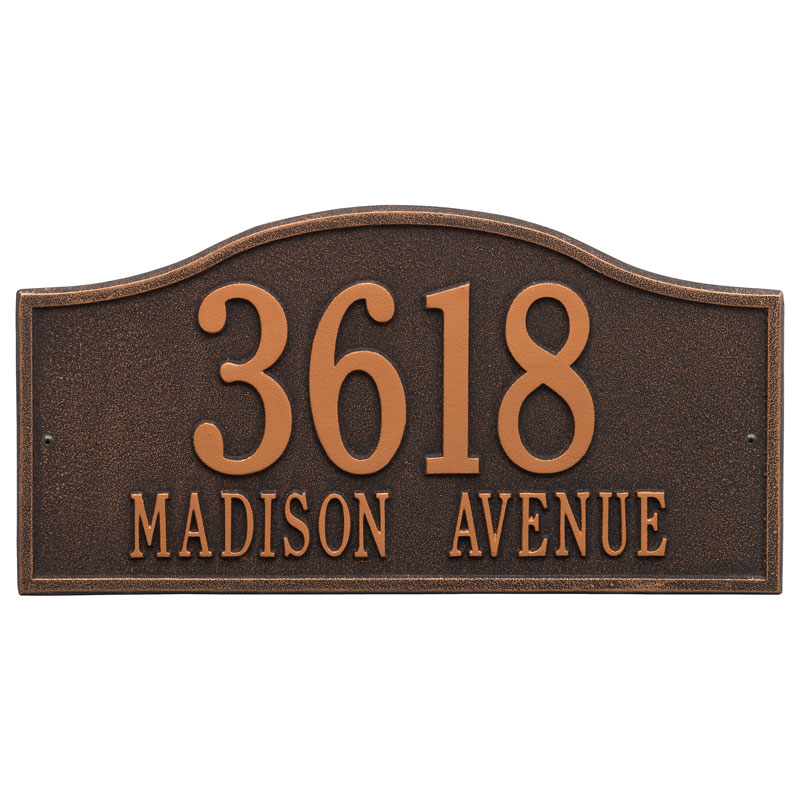 1117ob Grand Wall Two Line Rolling Hills Address Plaque, Oil Rubbed Bronze