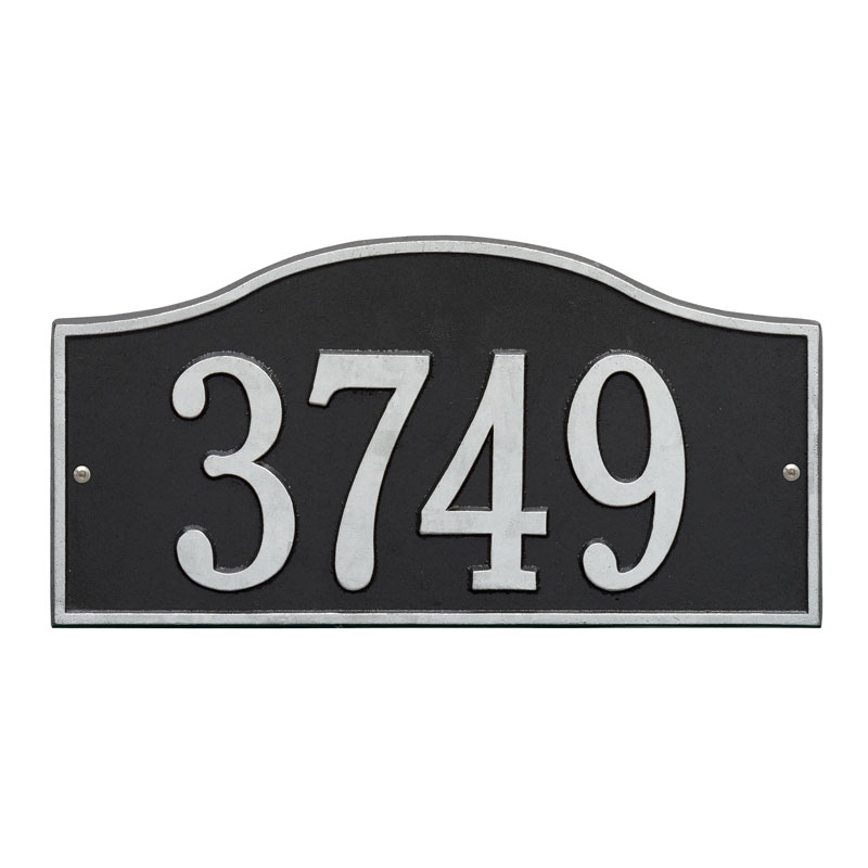 1120bs Standard Wall One Line Rolling Hills Address Plaque, Black & Silver