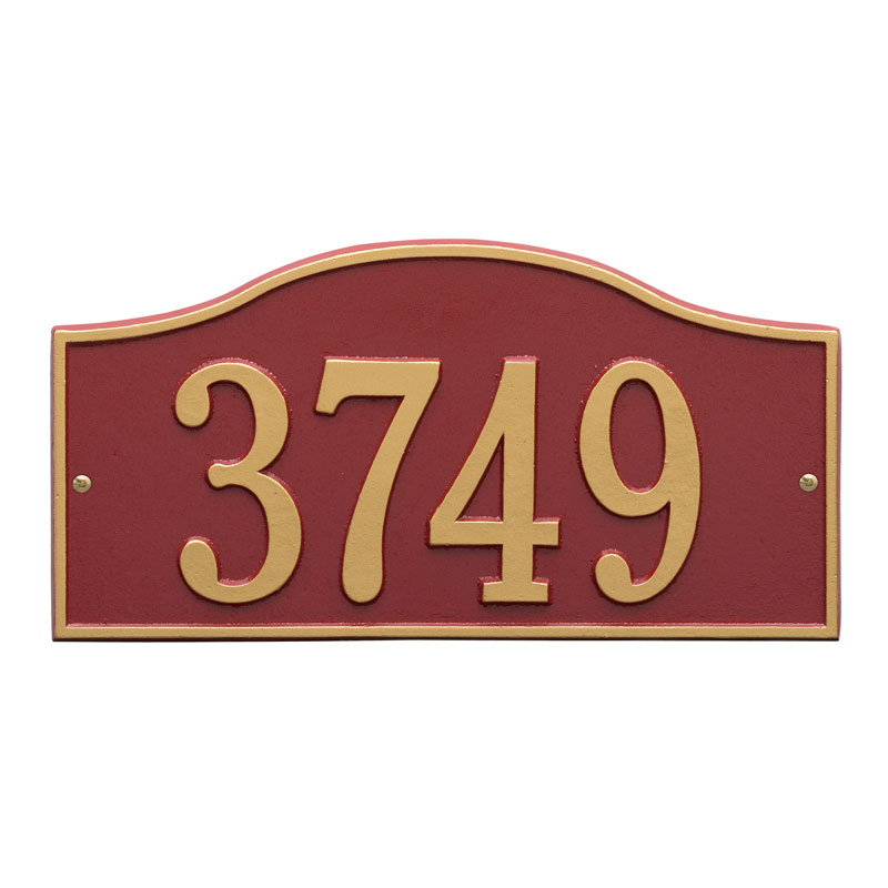 1120rg Standard Wall One Line Rolling Hills Address Plaque, Red & Gold