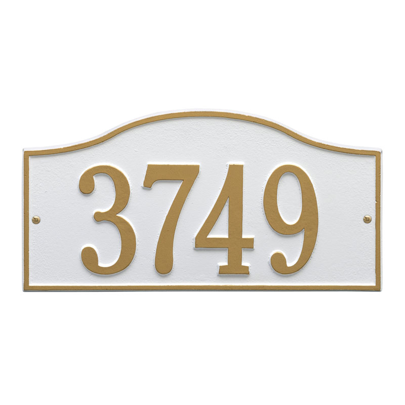 1120wg Standard Wall One Line Rolling Hills Address Plaque, White & Gold