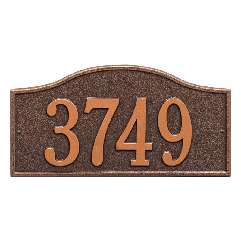 1120ac Standard Wall One Line Rolling Hills Address Plaque, Antique Copper