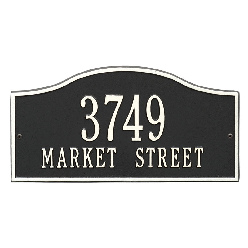 1118bw Standard Wall Two Line Rolling Hills Address Plaque, Black & White