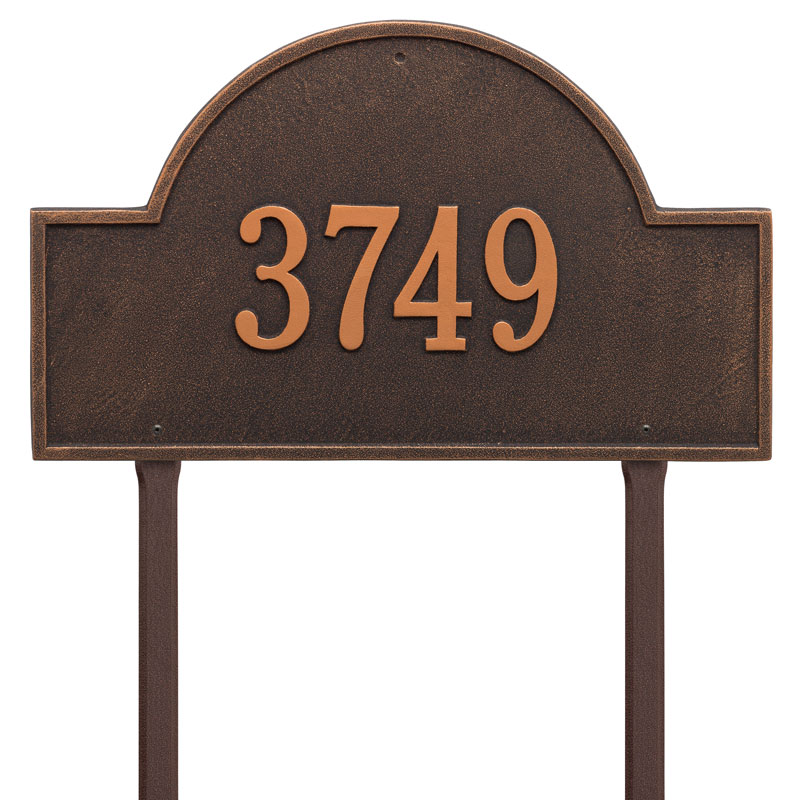 1101ob Estate Lawn One Line Arch Marker Address Plaque, Oil Rubbed Bronze