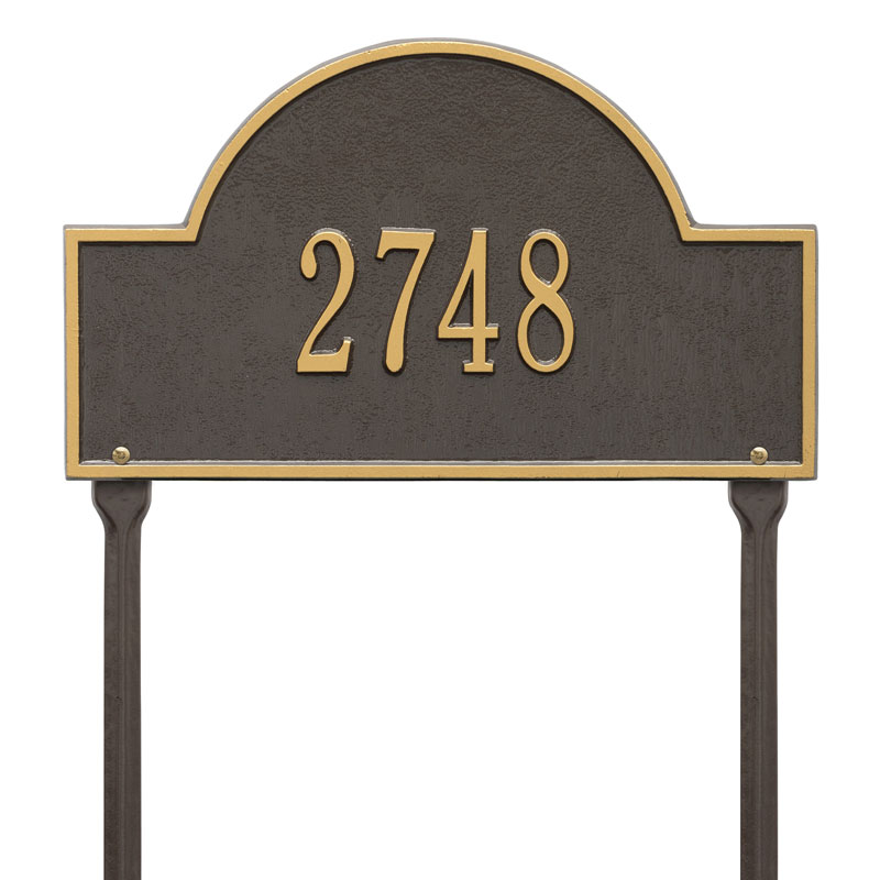 1105og Standard Lawn One Line Arch Marker Address Plaque, Bronze & Gold