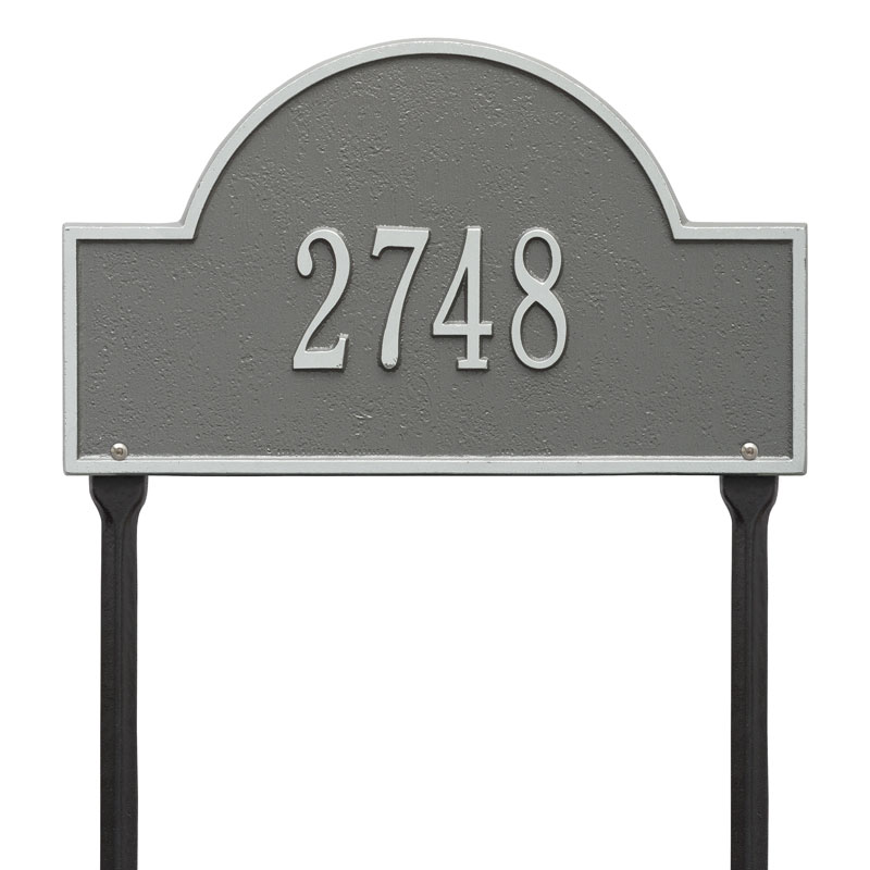 1105ps Standard Lawn One Line Arch Marker Address Plaque, Pewter & Silver