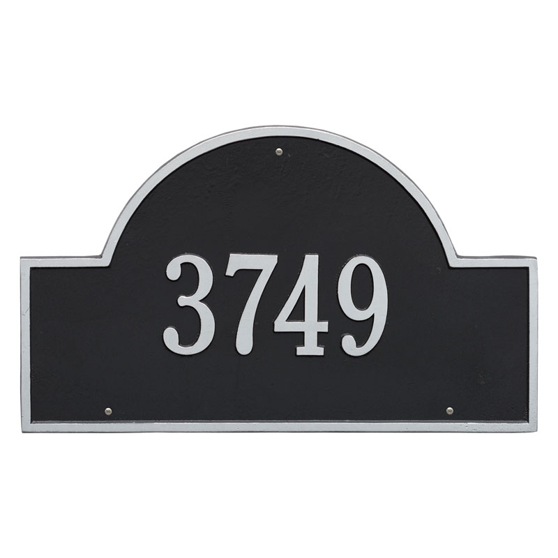 1001bs Estate Wall One Line Arch Marker Address Plaque, Black & Silver