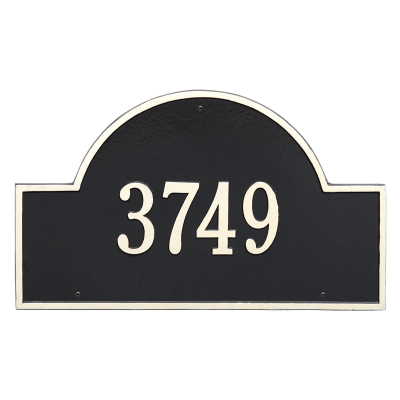 1001bw Estate Wall One Line Arch Marker Address Plaque, Black & White