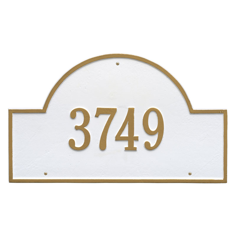 1001wg Estate Wall One Line Arch Marker Address Plaque, White & Gold