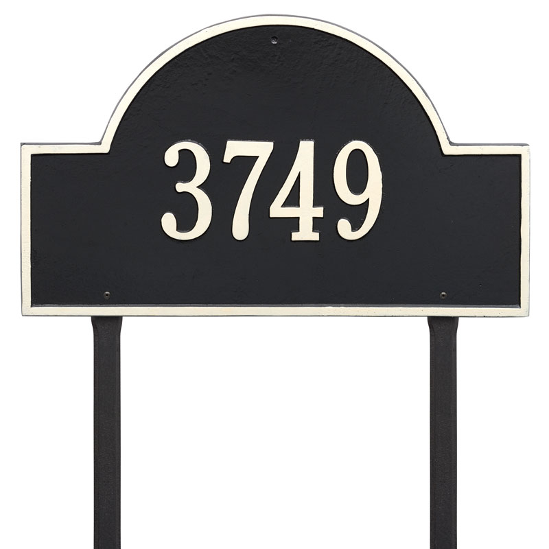 1101bw Estate Lawn One Line Arch Marker Address Plaque, Black & White