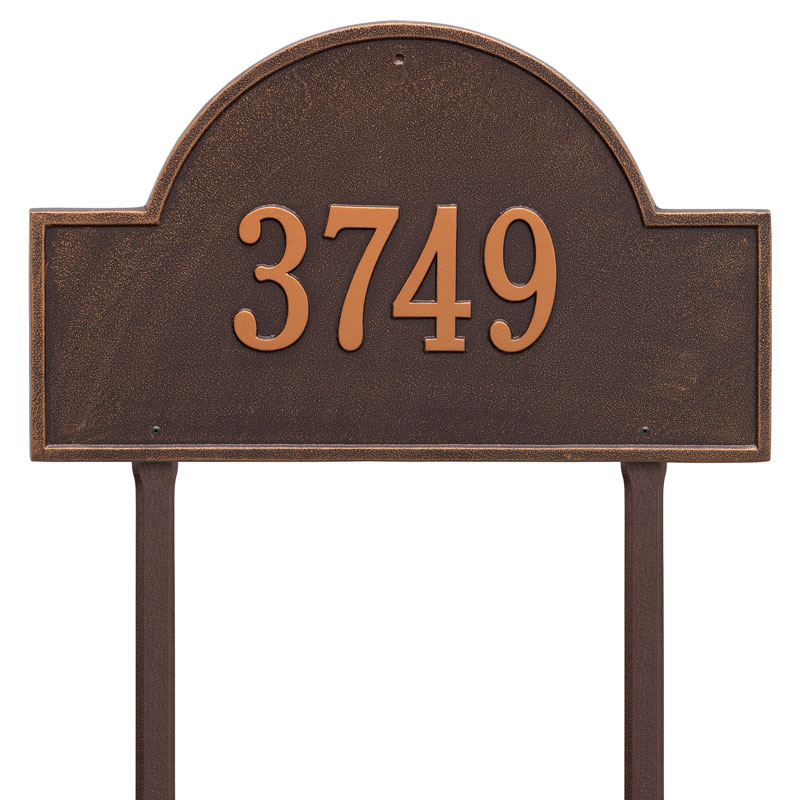 1101ac Estate Lawn One Line Arch Marker Address Plaque, Antique Copper