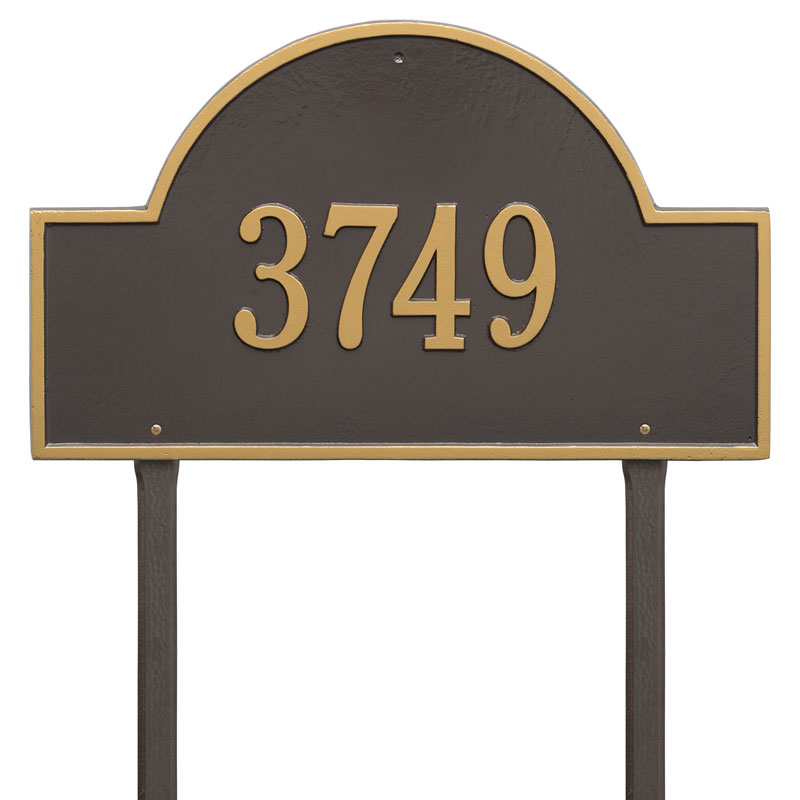 1101og Estate Lawn One Line Arch Marker Address Plaque, Bronze & Gold