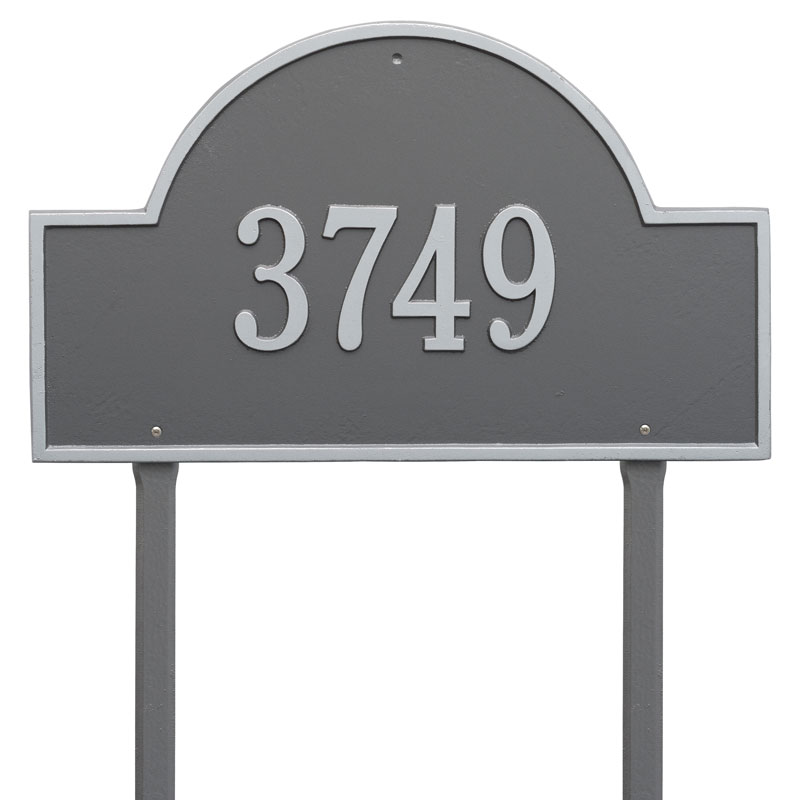 1101ps Estate Lawn One Line Arch Marker Address Plaque, Pewter & Silver