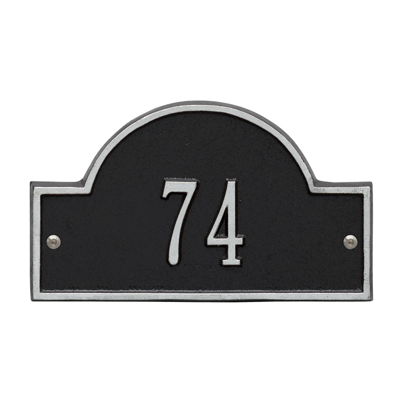 1007bs Petite Wall One Line Arch Marker Address Plaque, Black & Silver