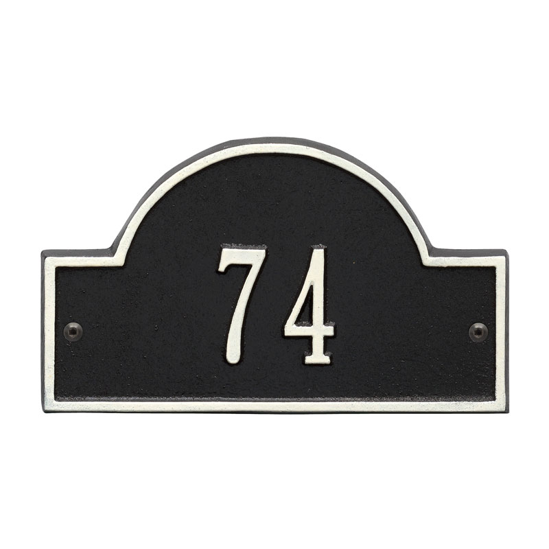 1007bw Petite Wall One Line Arch Marker Address Plaque, Black & White