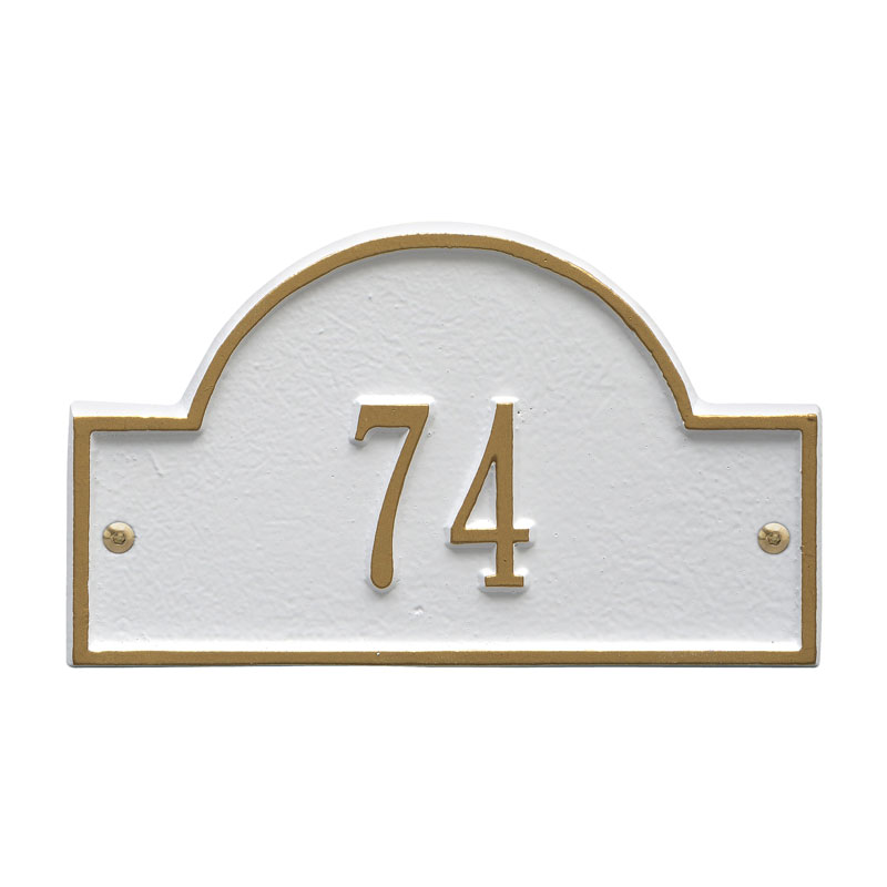 1007wg Petite Wall One Line Arch Marker Address Plaque, White & Gold