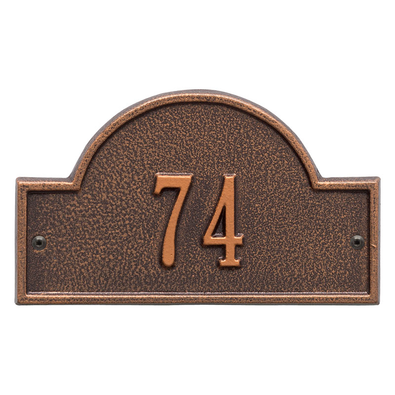 1007ac Petite Wall One Line Arch Marker Address Plaque, Antique Copper