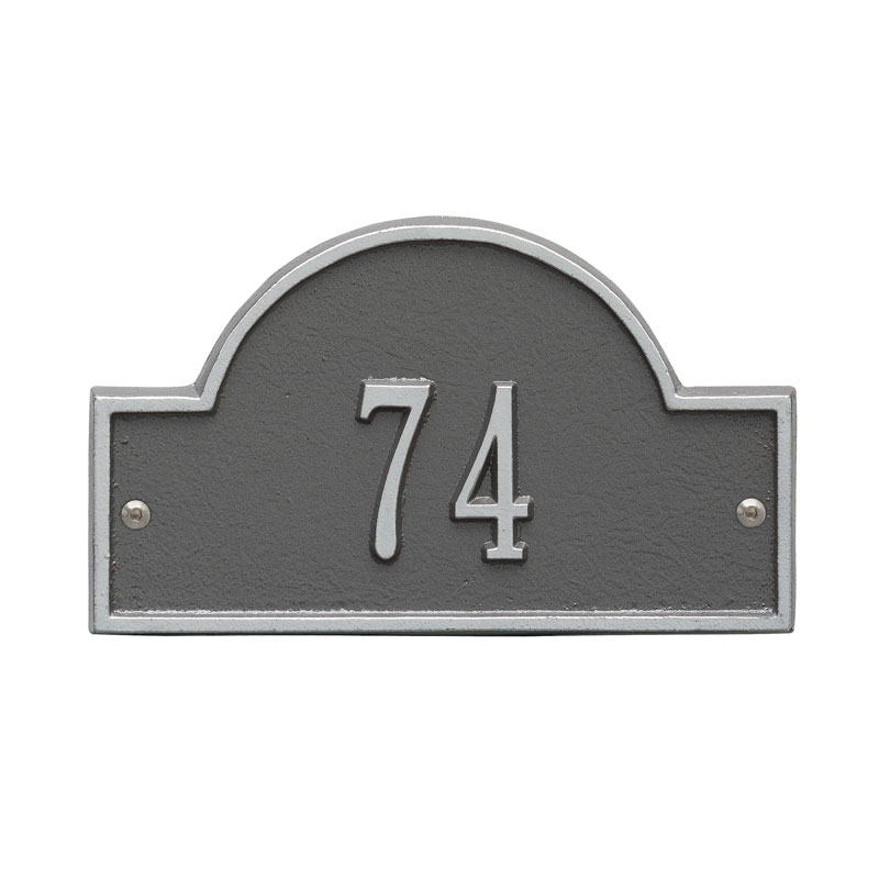 1007ps Petite Wall One Line Arch Marker Address Plaque, Pewter & Silver