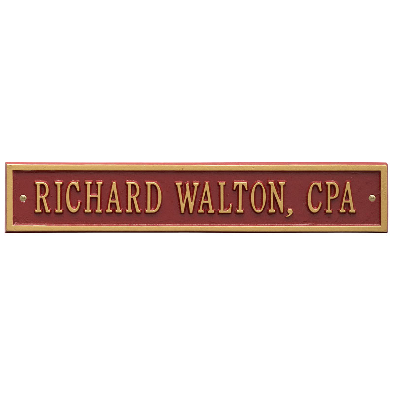 1076rg Standard Wall One Line Arch Extension Address Plaque, Red & Gold
