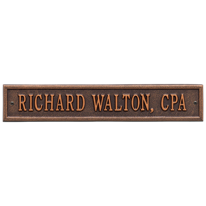1076ac Standard Wall One Line Arch Extension Address Plaque, Antique Copper