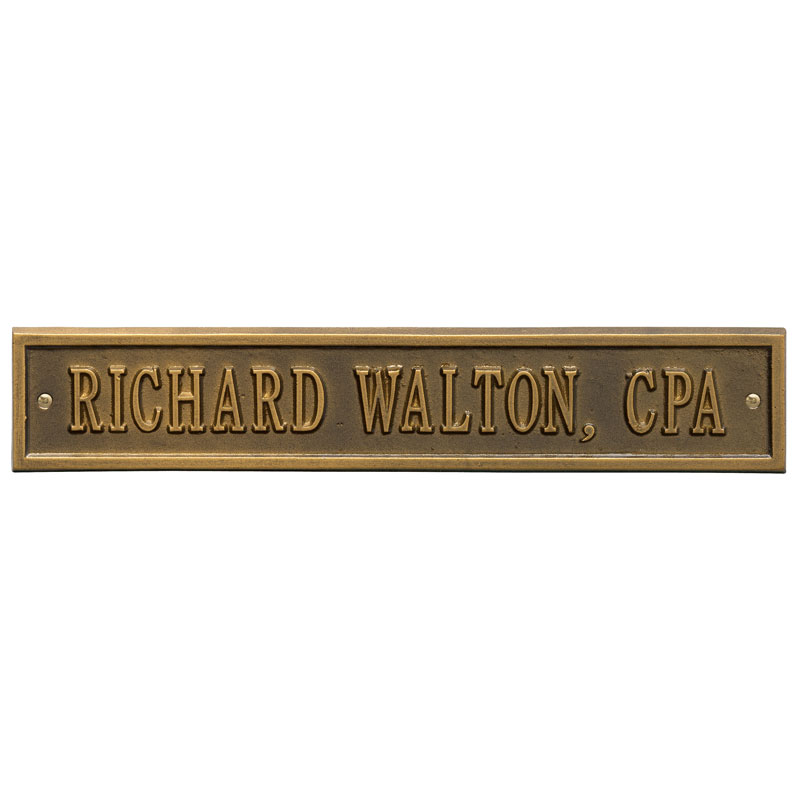 1076ab Standard Wall One Line Arch Extension Address Plaque, Antique Brass