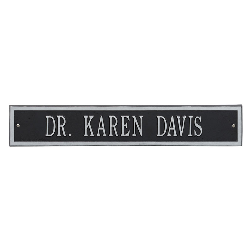 1072bs Estate Wall One Line Arch Extension Address Plaque, Black & Silver