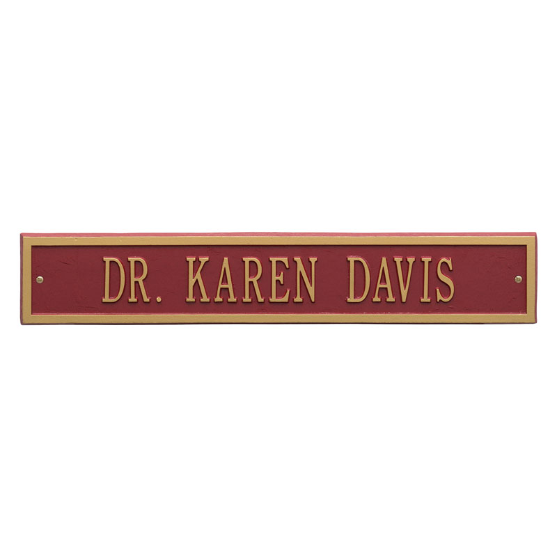 1072rg Estate Wall One Line Arch Extension Address Plaque, Red & Gold