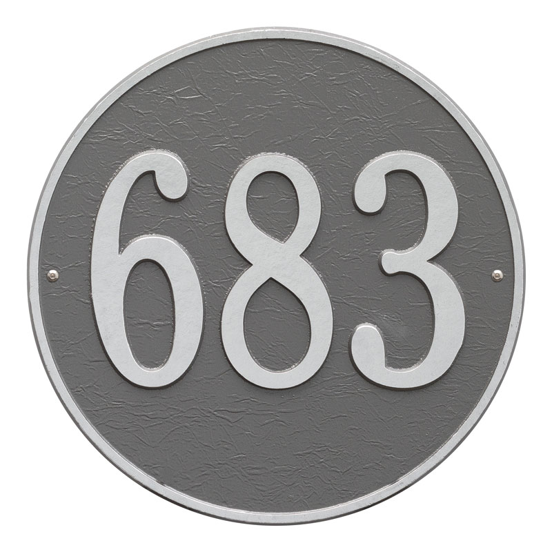2100ps 15 In. Round Diameter Wall One Line Address Plaque, Pewter & Silver