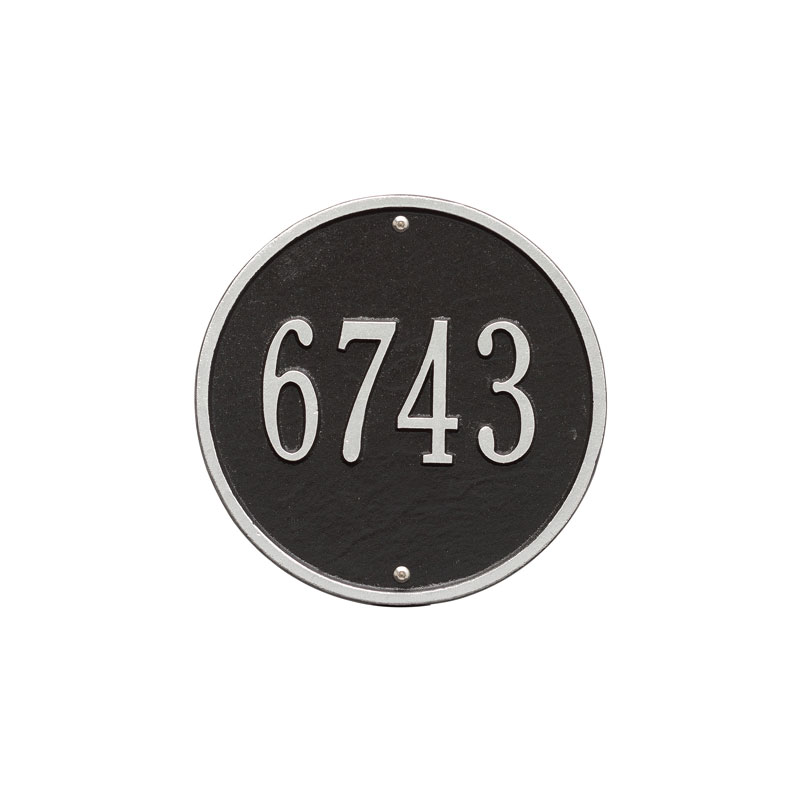 1033bs 9 In. Round Diameter Wall One Line Address Plaque, Black & Silver