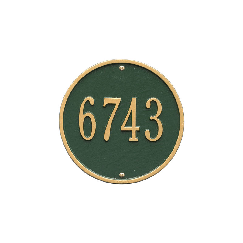 1033gg 9 In. Round Diameter Wall One Line Address Plaque, Green & Gold