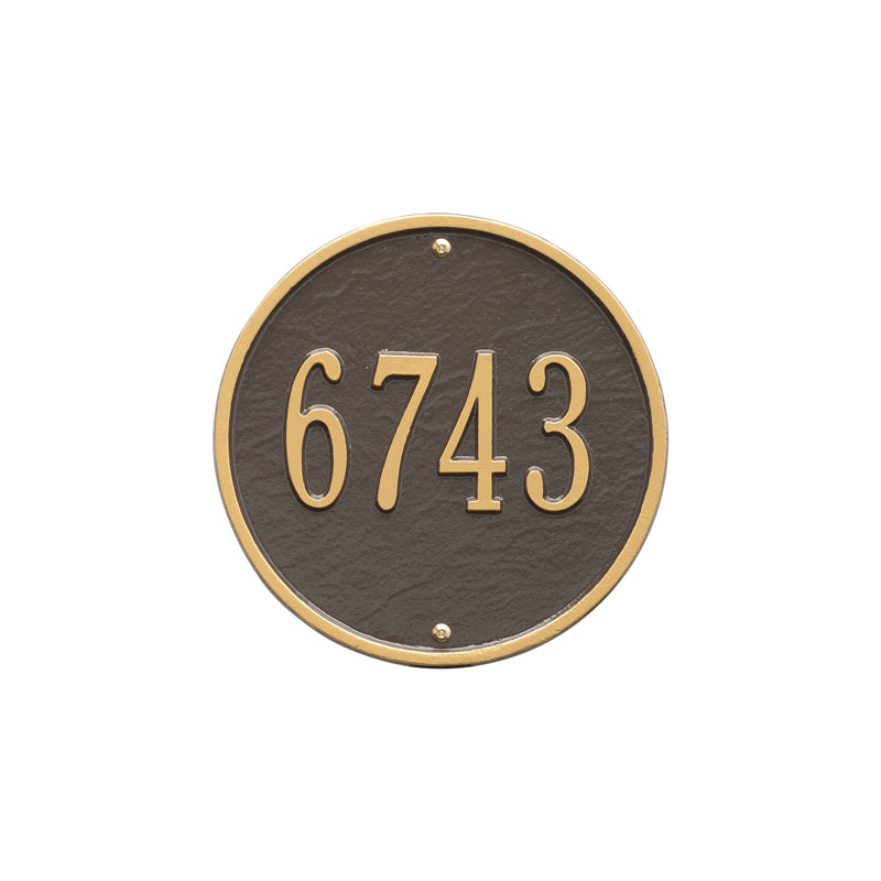 1033og 9 In. Round Diameter Wall One Line Address Plaque, Bronze & Gold