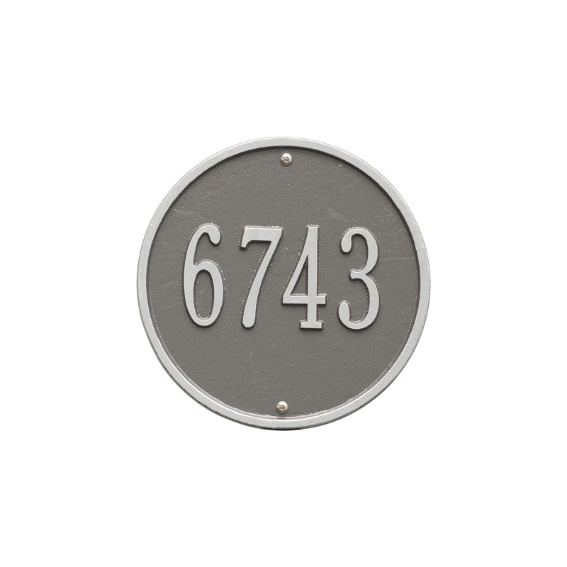 1033ps 9 In. Round Diameter Wall One Line Address Plaque, Pewter & Silver