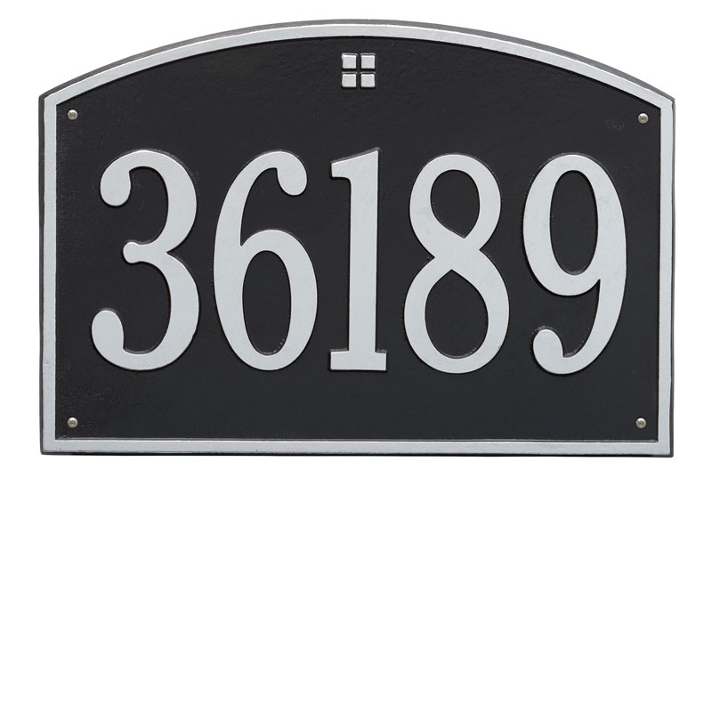 1171bs Estate Wall One Line Cape Charles Address Plaque, Black & Silver