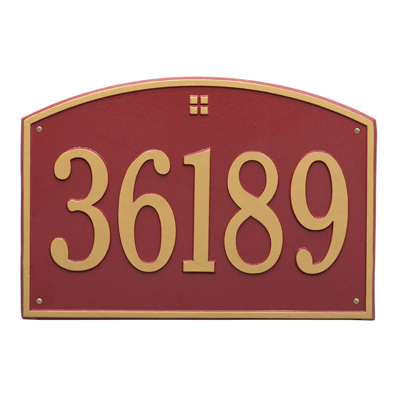 1171rg Estate Wall One Line Cape Charles Address Plaque, Red & Gold