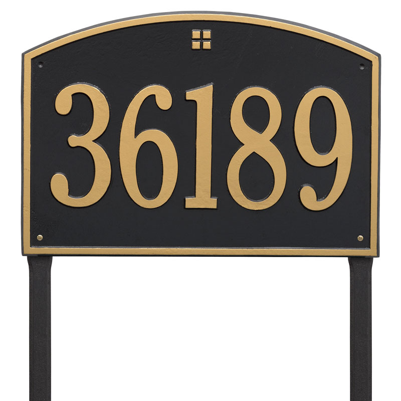 1173bg Estate Lawn One Line Cape Charles Address Plaque, Black & Gold