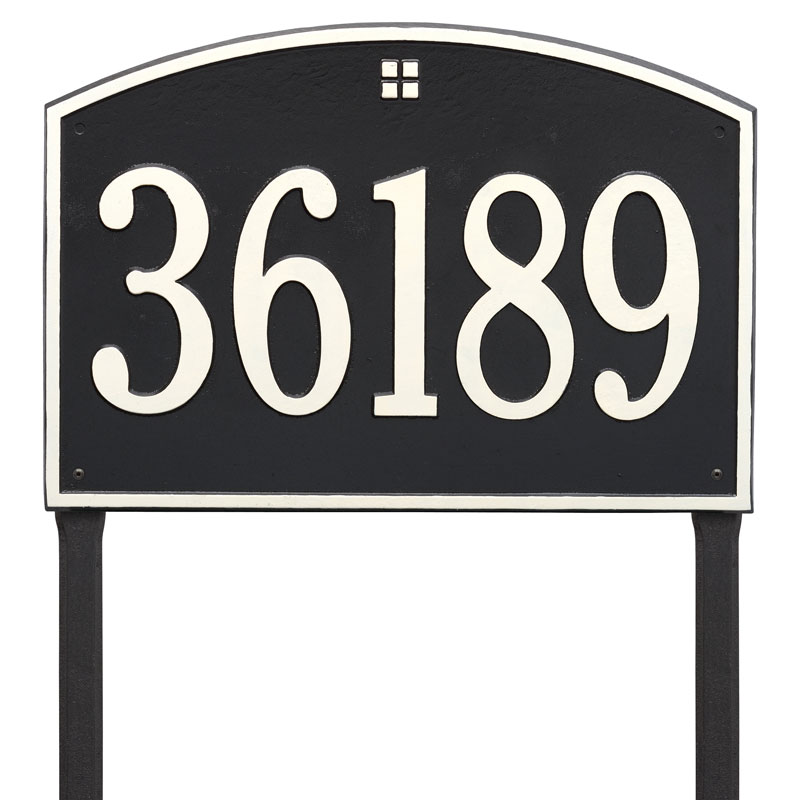 1173bw Estate Lawn One Line Cape Charles Address Plaque, Black & White