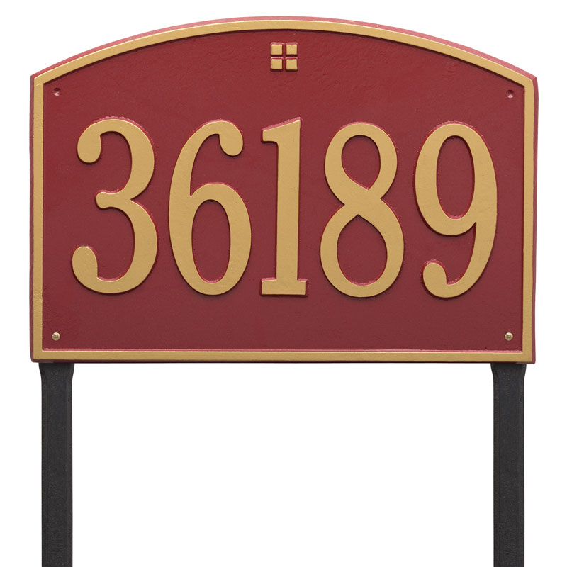 1173rg Estate Lawn One Line Cape Charles Address Plaque, Red & Gold
