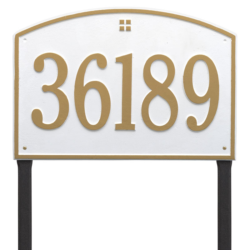 1173wg Estate Lawn One Line Cape Charles Address Plaque, White & Gold