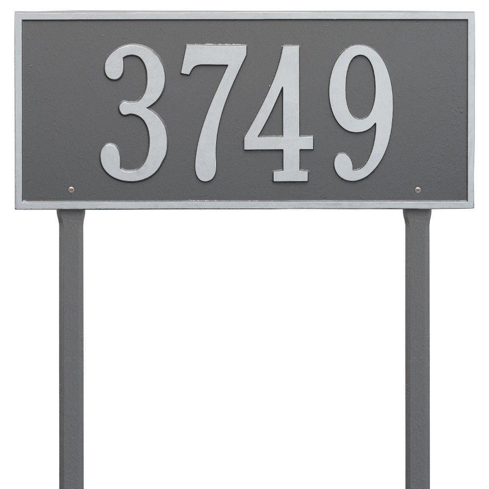 1328ps Estate Lawn One Line Hartford Address Plaque, Pewter & Silver