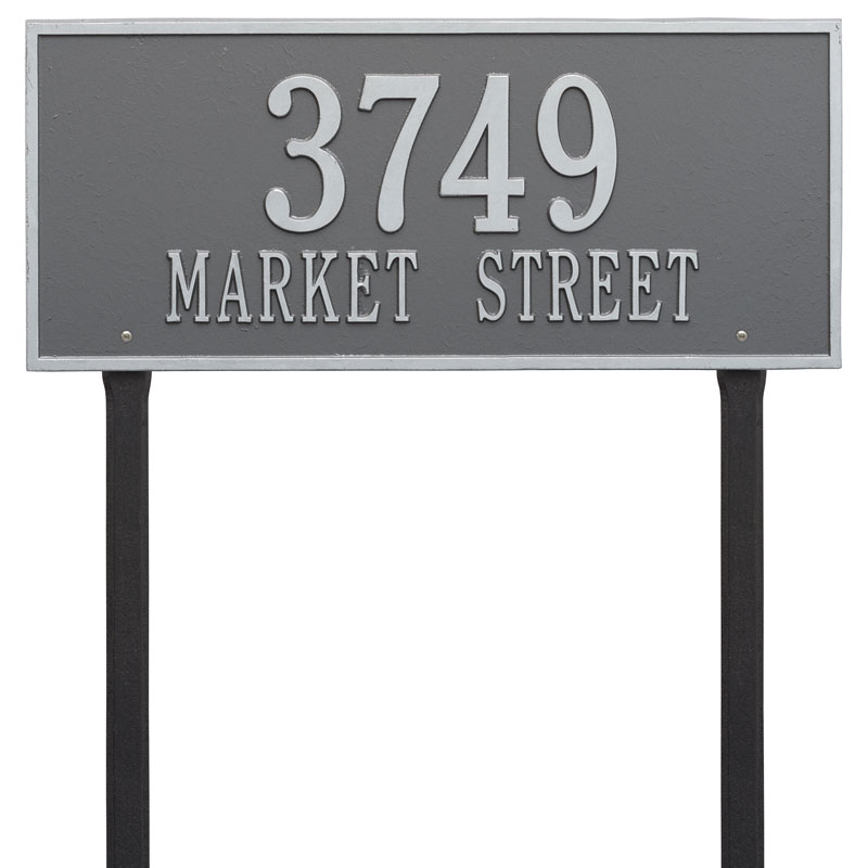1327ps Estate Lawn Two Line Hartford Address Plaque, Pewter & Silver