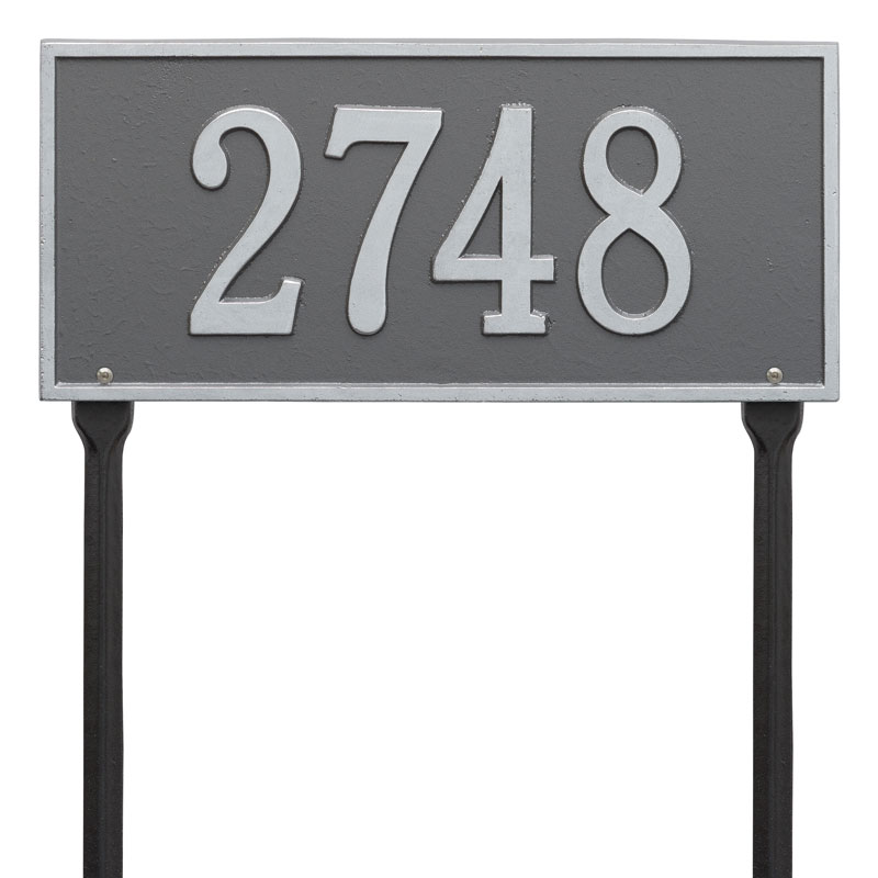 1324ps Standard Lawn One Line Hartford Address Plaque, Pewter & Silver