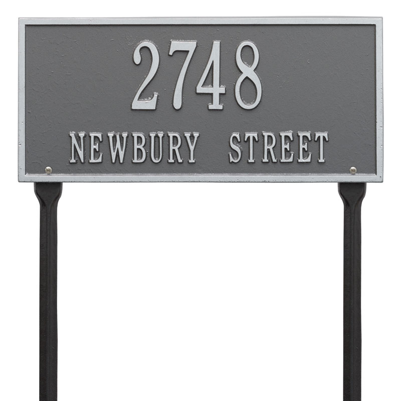1323ps Standard Lawn Two Line Hartford Address Plaque, Pewter & Silver