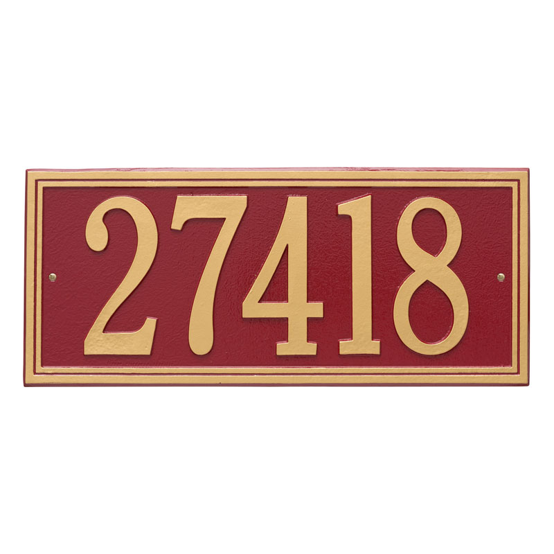 6106rg Estate Wall One Line Double Line Address Plaque, Red & Gold