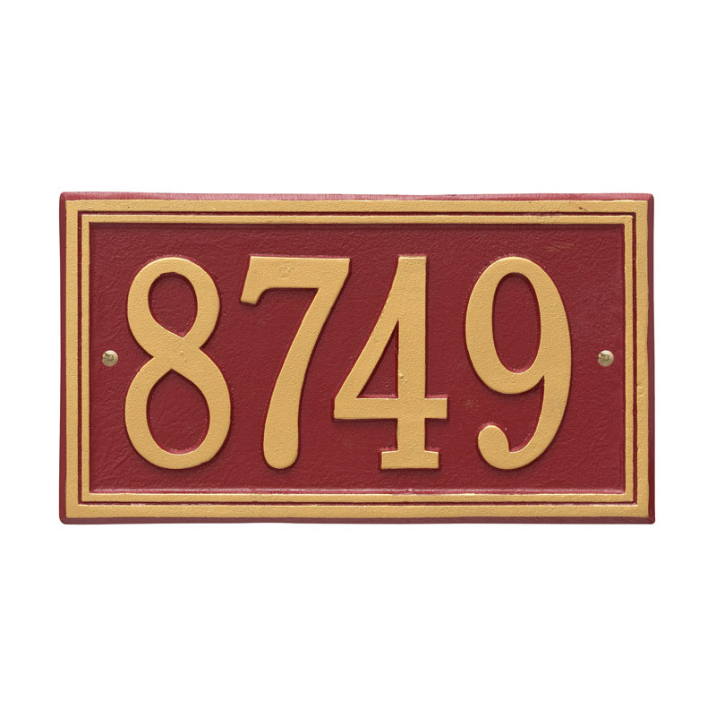 6101rg Standard Wall One Line Double Line Address Plaque, Red & Gold