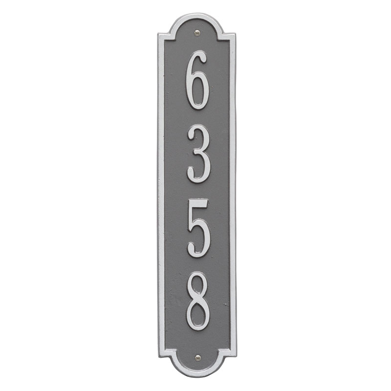 3007ps Standard Wall One Line Richmond Vertical Address Plaque, Pewter & Silver